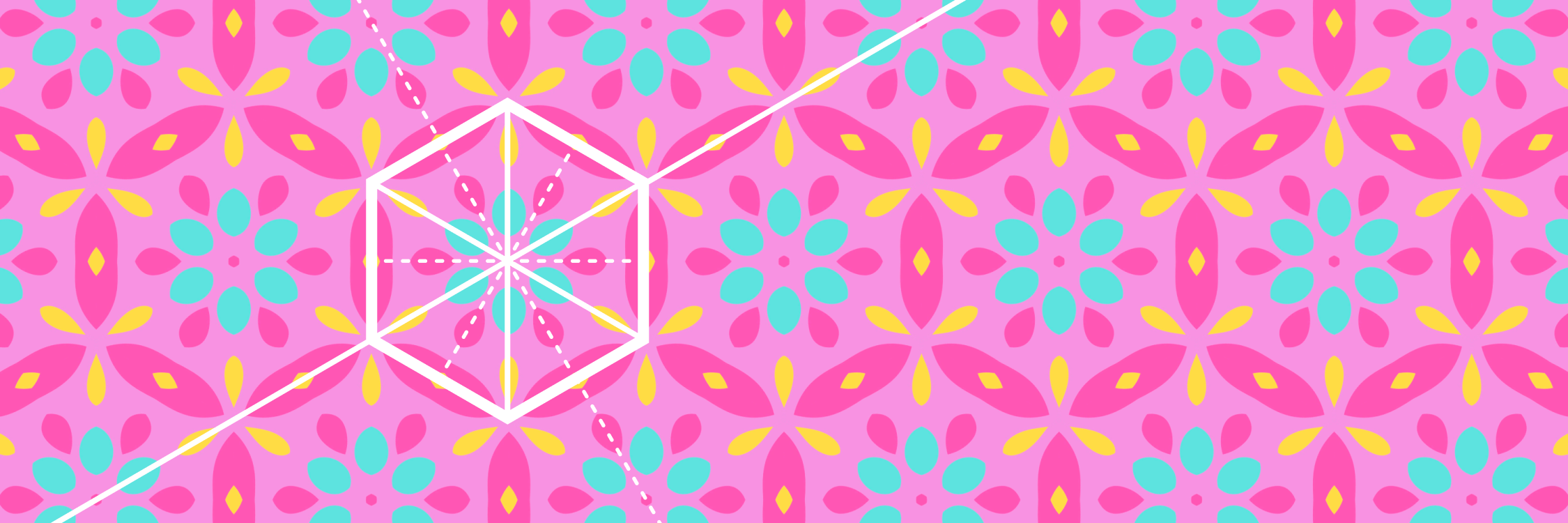 Hexagonal pattern with symmetry axes indicated